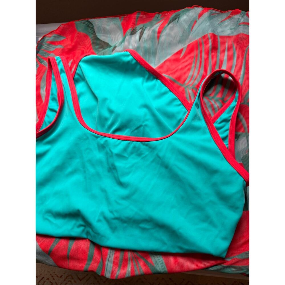 Bali Studio Women's One Piece Swimsuit Cover Skirt Set Teal Red Orange Medium/14 - Picture 12 of 12